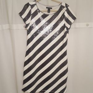 Black and white sequin dress